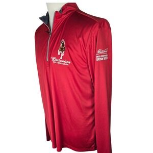Budweiser Clydesdales Mens Large Quarter Zip Pullover Red Elevate Beer